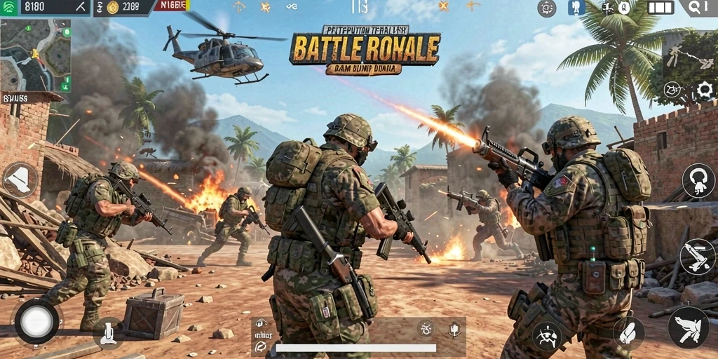 Gameplay seru dalam pertempuran intens Battle Royale.