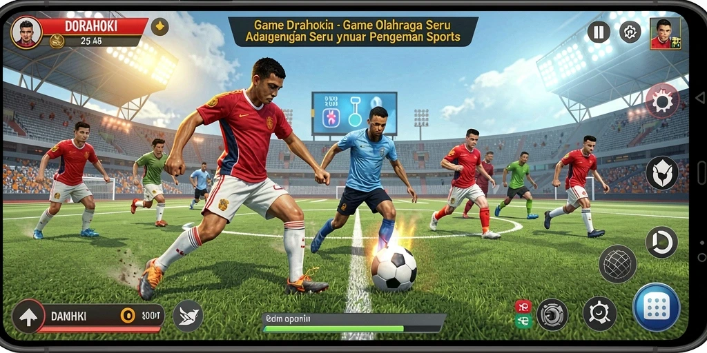 Screenshot DORAHOKI menampilkan aksi seru dalam permainan olahraga.