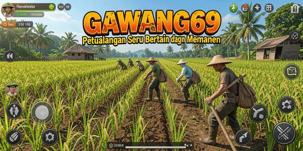 Tangkapan layar GAWANG69 menampilkan alur permainan bertani yang dinamis.