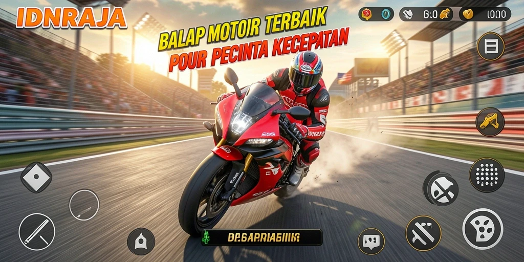 Tampilan permainan balap motor yang menarik di IDNRAJA.