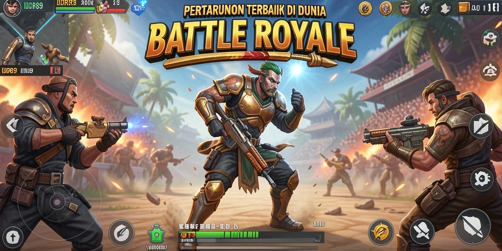 Tangkapan layar dari gameplay seru IDR89 dalam mode Battle Royale.