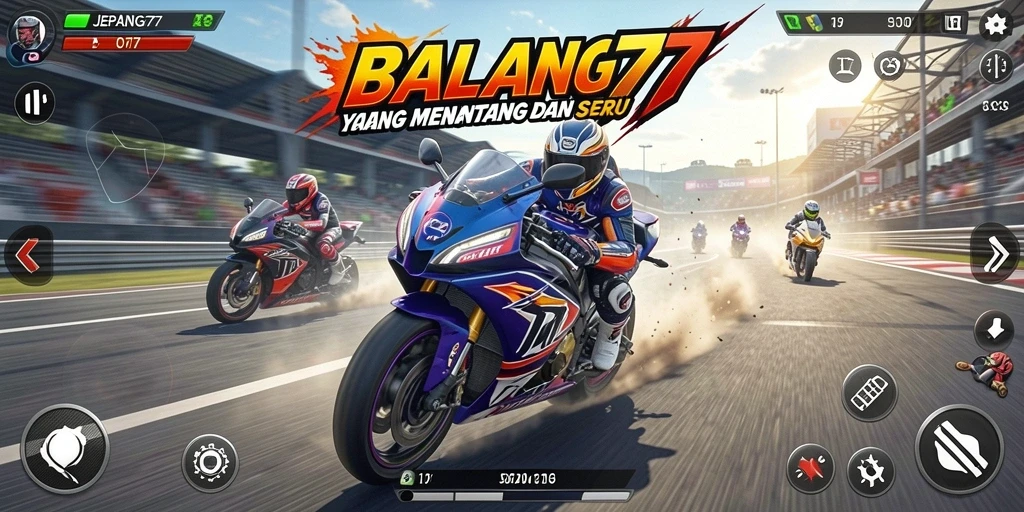 Gameplay mendebarkan dalam JEPANG77 dengan motor balap.