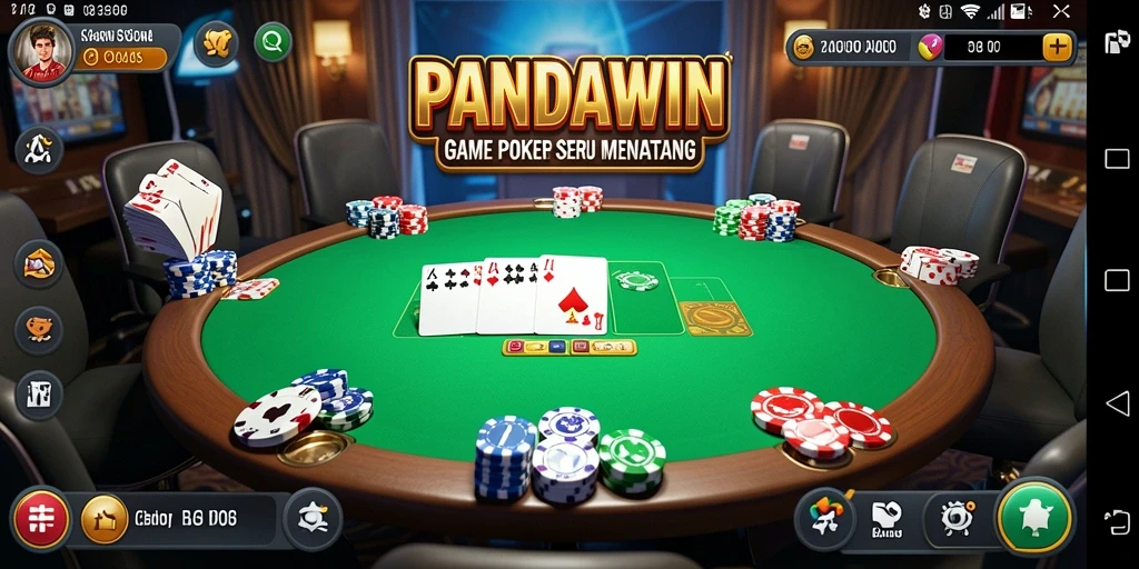 Screenshot gameplay PANDAWIN yang menunjukkan aksi mendebarkan dalam permainan Poker.