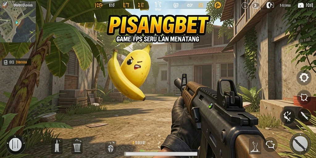 Screenshot menunjukkan aksi menembak intens dalam PISANGBET.