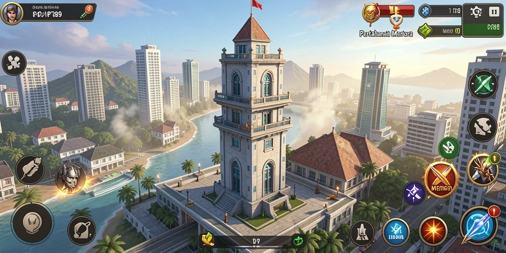 Tampilan gameplay PT89 yang menarik dengan pertahanan menara yang strategis.