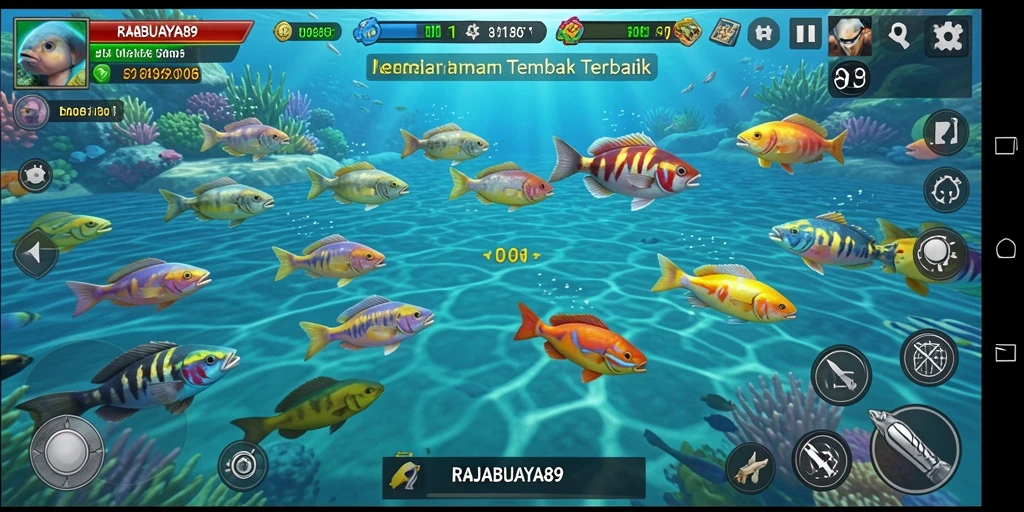 Tampilan gameplay menarik dari RAJABUAYA89 dengan aksi memancing yang seru.