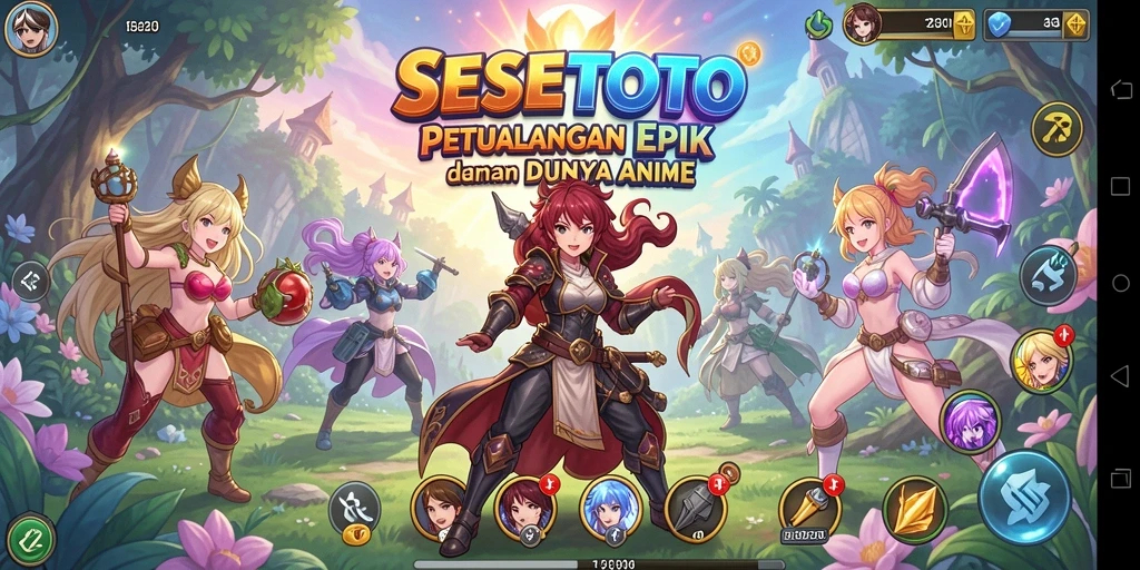 Tampilan gameplay SESETOTO dengan karakter Anime yang menawan dan pertarungan seru.