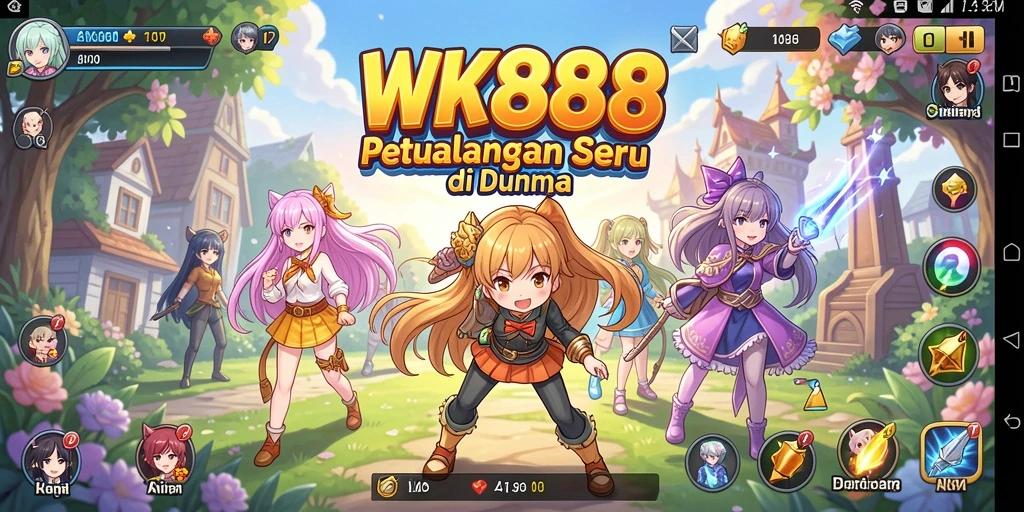 Tampilan gameplay menarik dari WK888 dengan karakter anime yang ikonik.